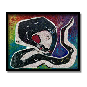 black snake, abstract, multi-color background, impasto style | MirandaThomasFineArt.com